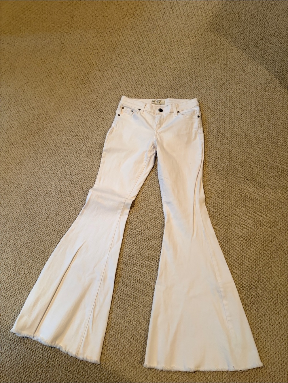 Free People Cream Flared Jeans
